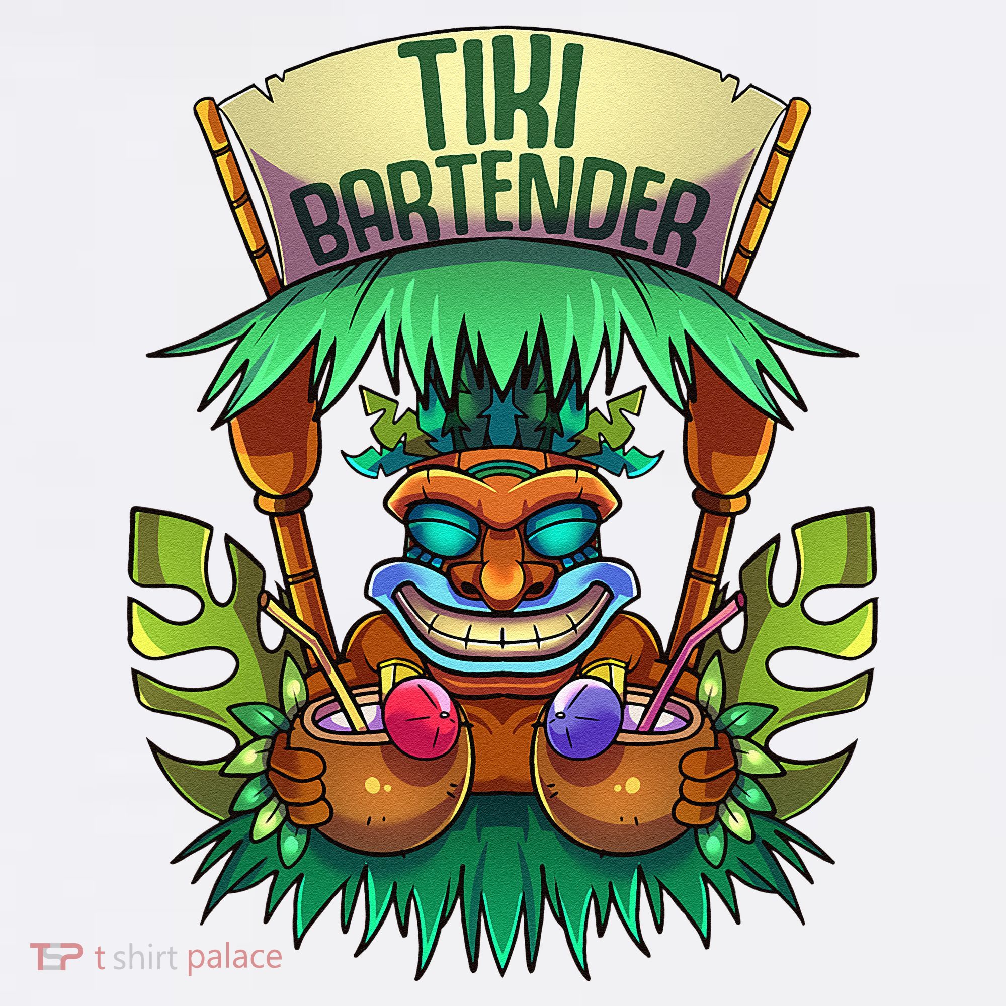 Tiki Bartender Kahuna Tropical Drinks Cocktails Luao Party Women's T-Shirt