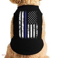 Thin Blue Line American Flag Police Officer Back Dad Gift Doggie Tank thumb 0