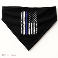 Thin Blue Line American Flag Police Officer Back Dad Gift USA-Made Doggie Bandana thumb 0