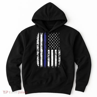 Thin Blue Line American Flag Police Officer Back Dad Gift Hoodie