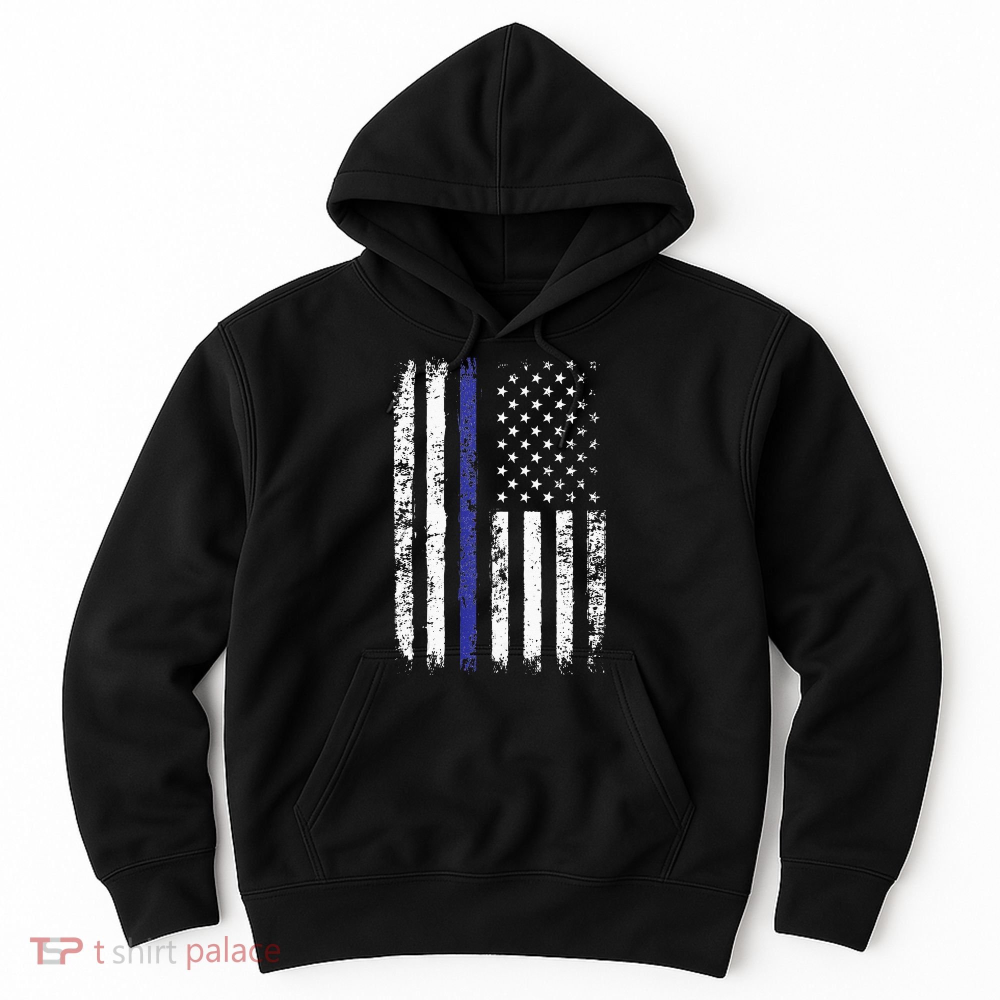 Thin Blue Line American Flag Police Officer Back Dad Gift Hoodie