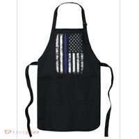 Thin Blue Line American Flag Police Officer Back Dad Gift Apron thumb 0