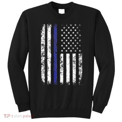 Thin Blue Line American Flag Police Officer Back Dad Gift Sweatshirt