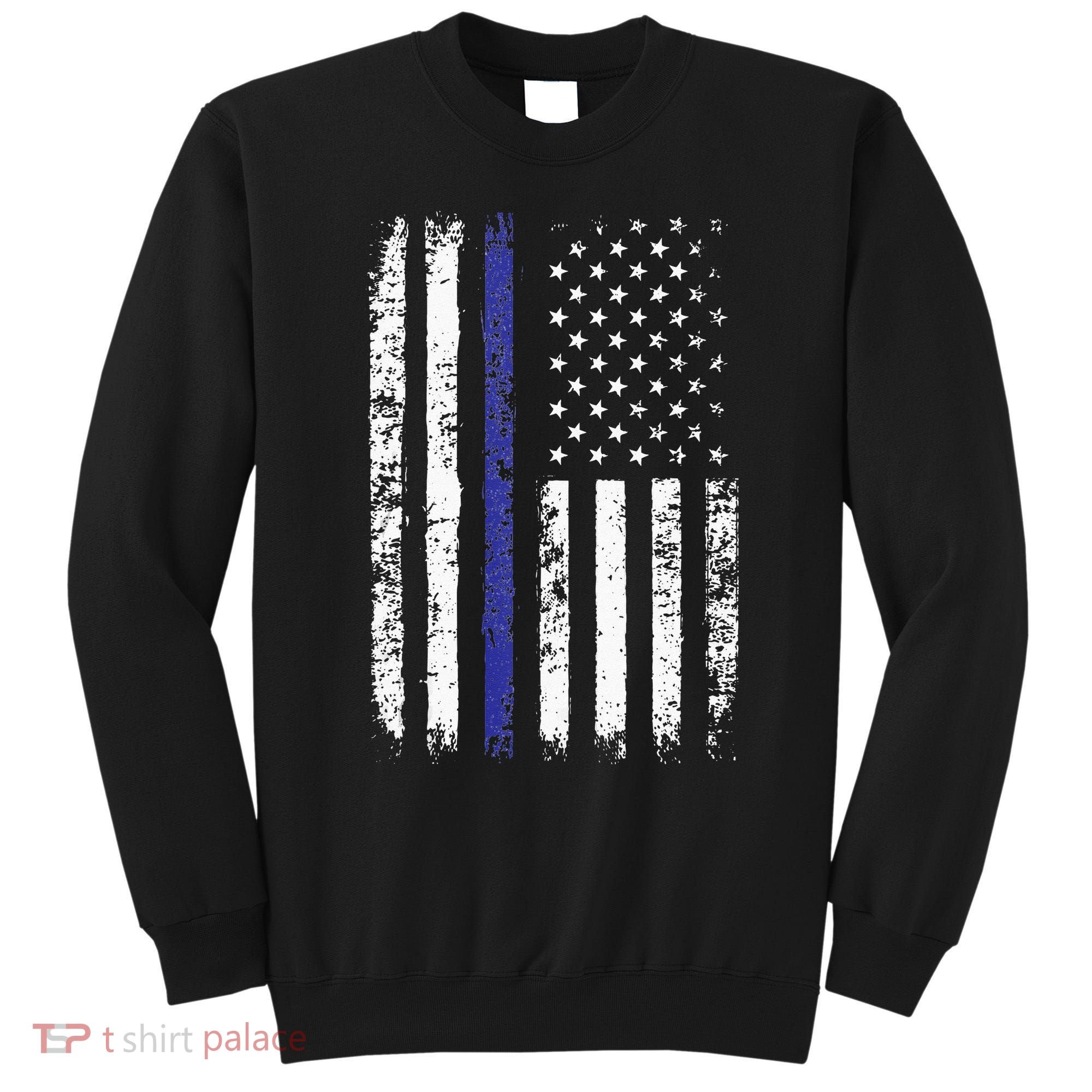Thin Blue Line American Flag Police Officer Back Dad Gift Sweatshirt