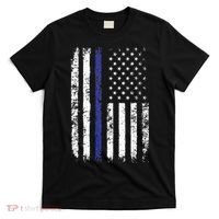Thin Blue Line American Flag Police Officer Back Dad Gift T-Shirt thumb 0