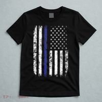 Thin Blue Line American Flag Police Officer Back Dad Gift T-Shirt thumb 5