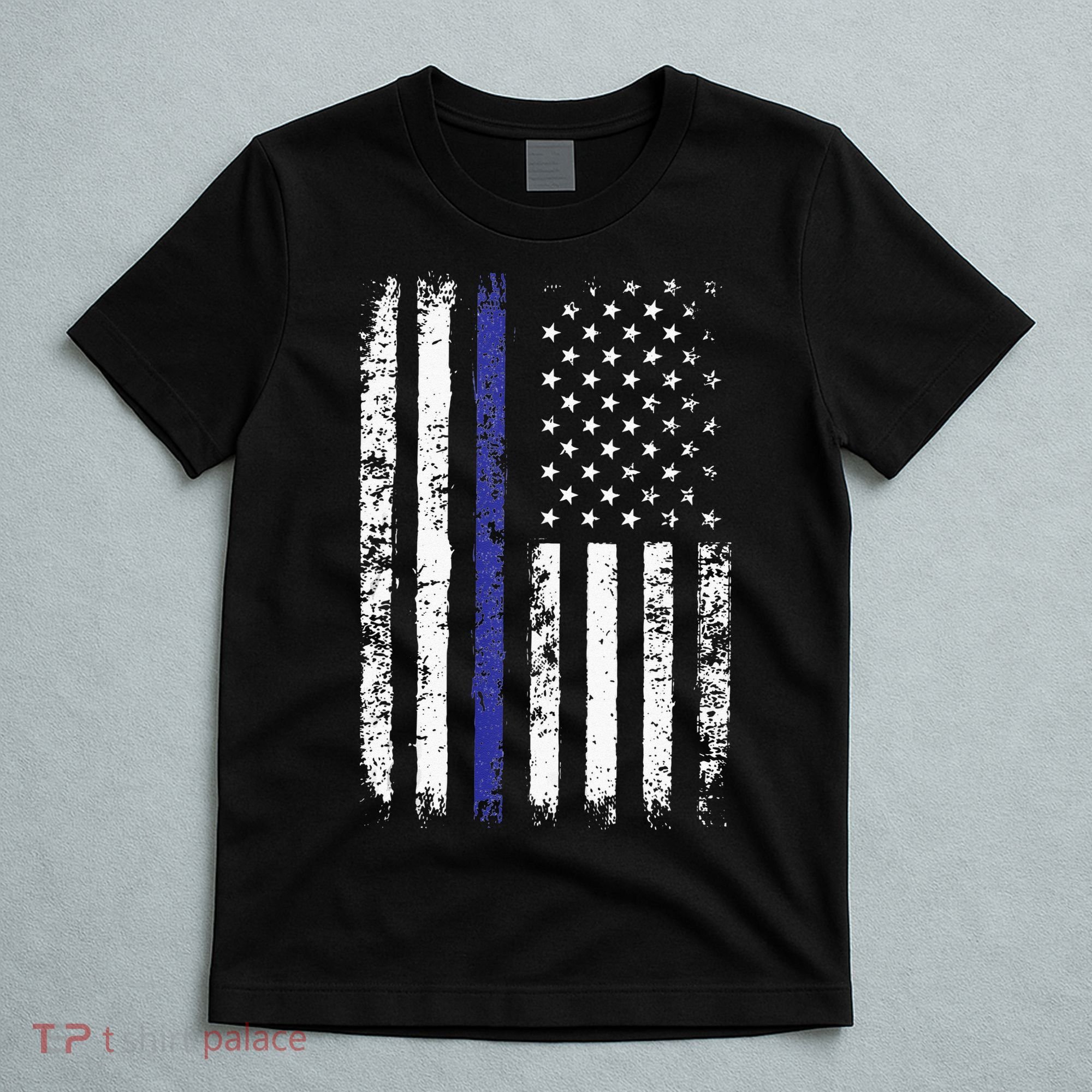 Thin Blue Line American Flag Police Officer Back Dad Gift T-Shirt