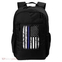 Thin Blue Line American Flag Police Officer Back Dad Gift Backpack thumb 0
