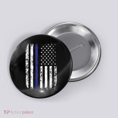 Thin Blue Line American Flag Police Officer Back Dad Gift Button