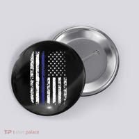 Thin Blue Line American Flag Police Officer Back Dad Gift Button thumb 0