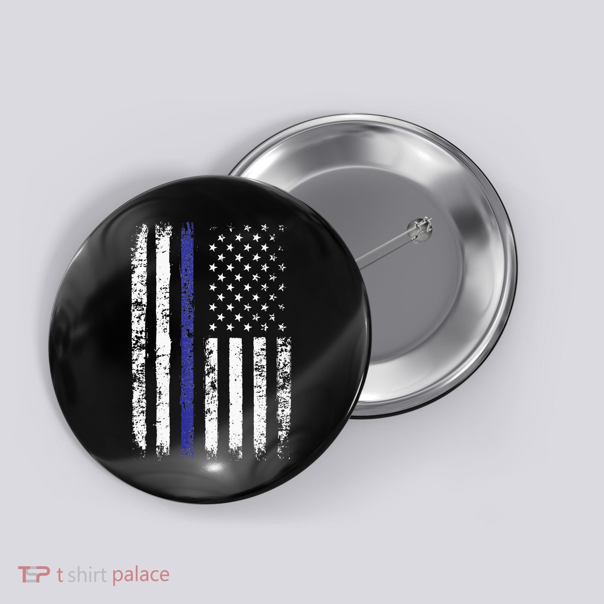 Thin Blue Line American Flag Police Officer Back Dad Gift Button