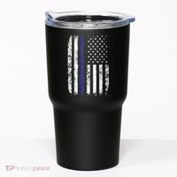 Thin Blue Line American Flag Police Officer Back Dad Gift Tumbler thumb 0