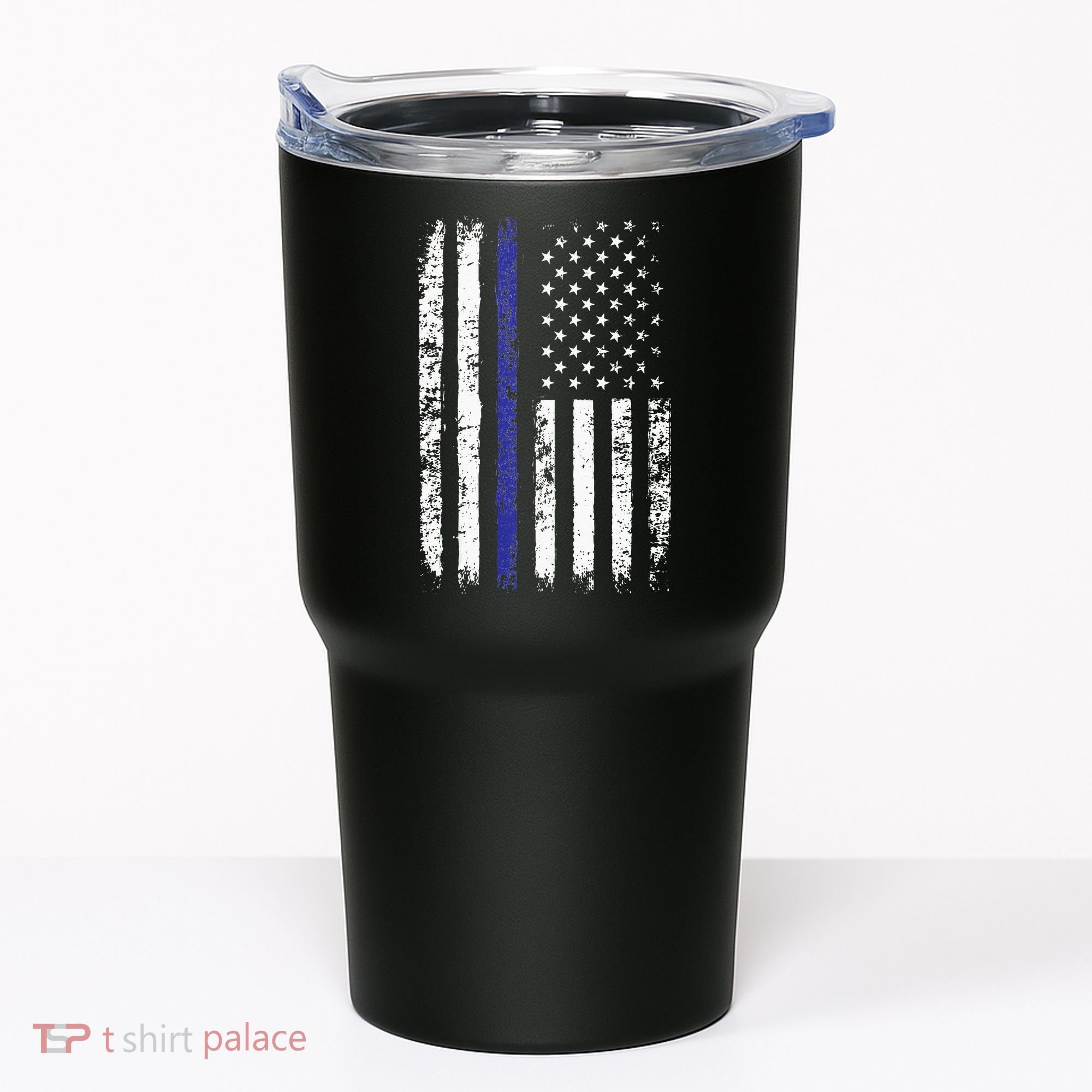 Thin Blue Line American Flag Police Officer Back Dad Gift Tumbler