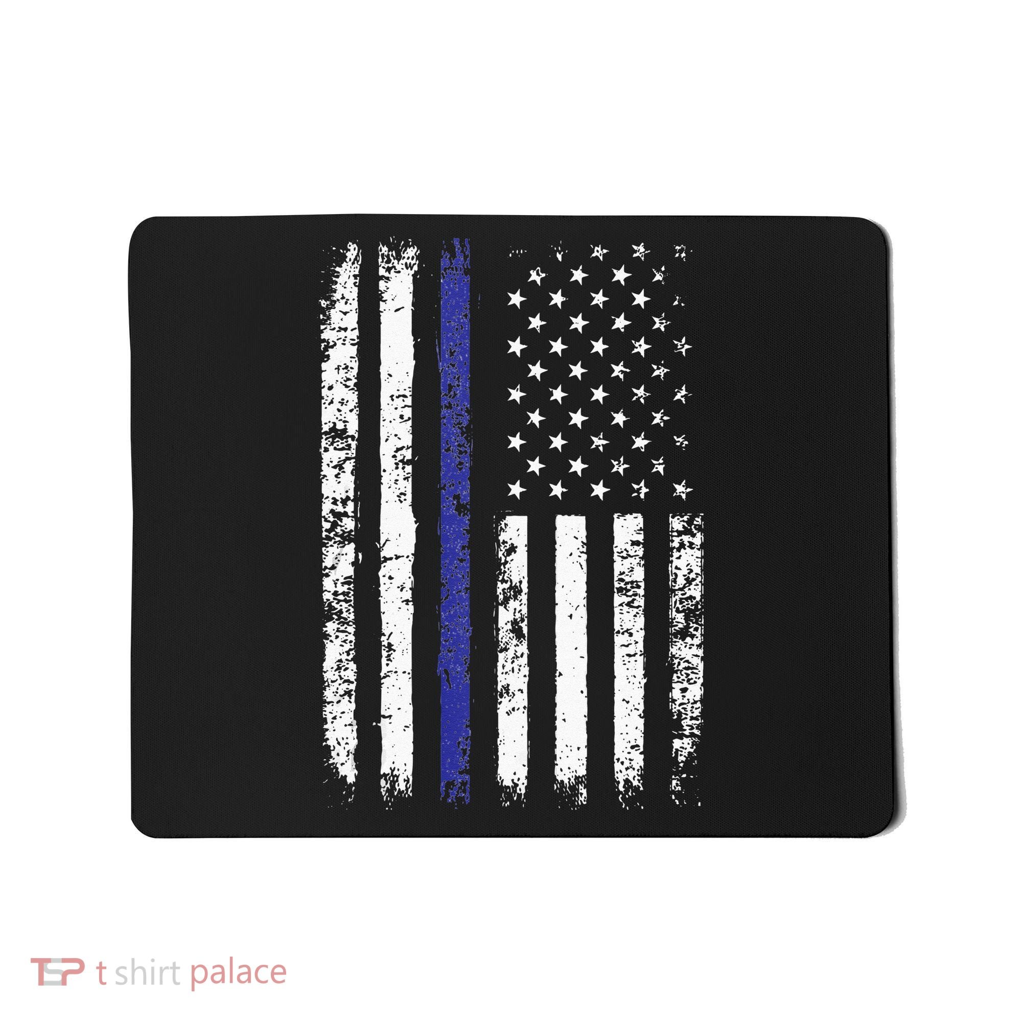 Thin Blue Line American Flag Police Officer Back Dad Gift Mousepad
