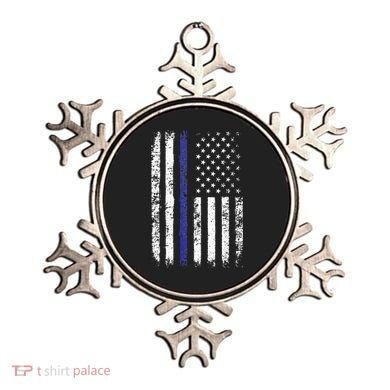 Thin Blue Line American Flag Police Officer Back Dad Gift Ornament