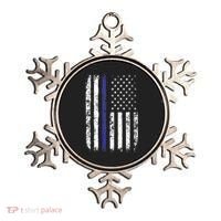 Thin Blue Line American Flag Police Officer Back Dad Gift Ornament thumb 0