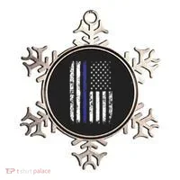 Thin Blue Line American Flag Police Officer Back Dad Gift Ornament thumb 0