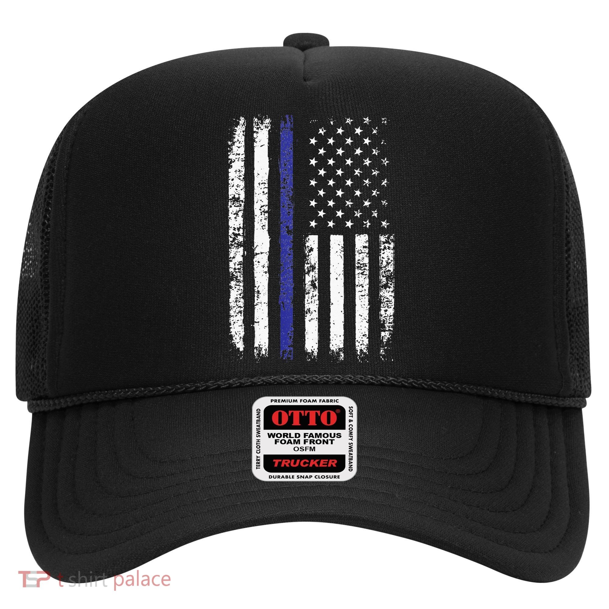 Thin Blue Line American Flag Police Officer Back Dad Gift Hat