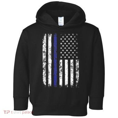 Thin Blue Line American Flag Police Officer Back Dad Gift Toddler Hoodie