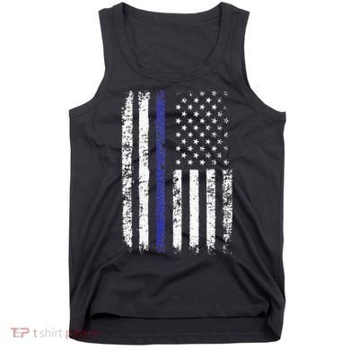 Thin Blue Line American Flag Police Officer Back Dad Gift Tank Top
