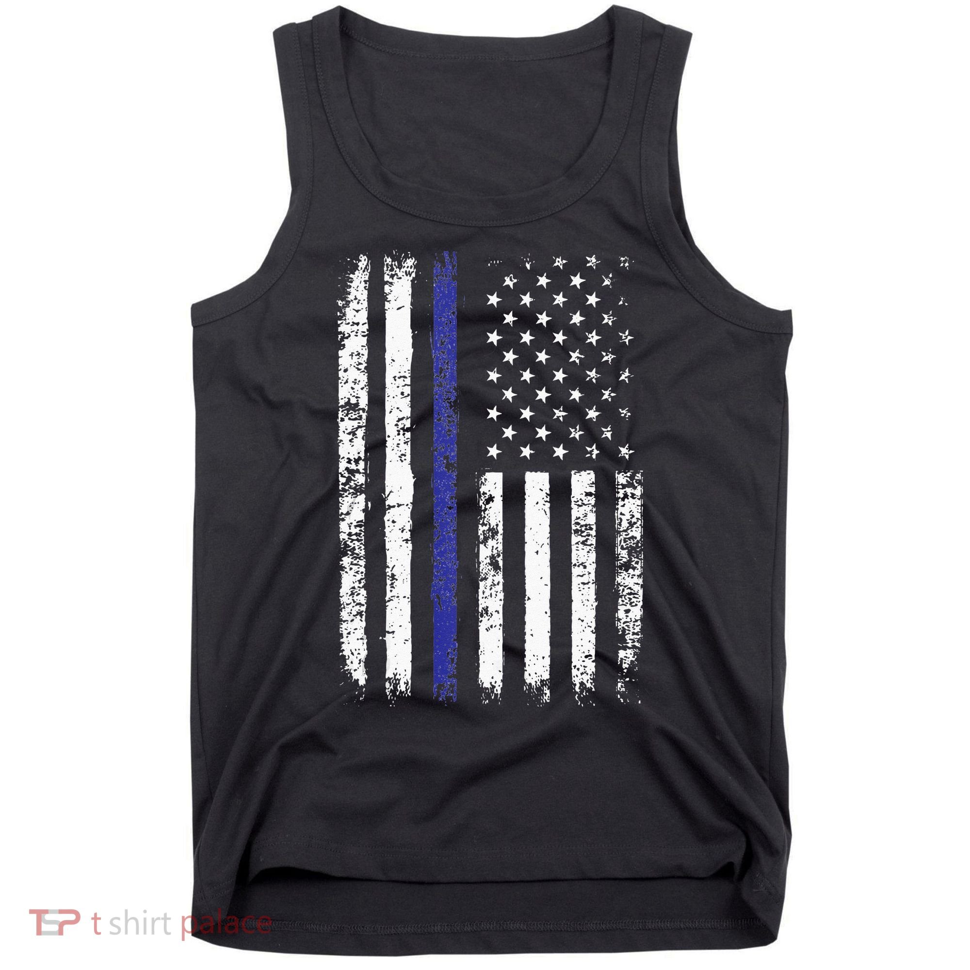 Thin Blue Line American Flag Police Officer Back Dad Gift Tank Top