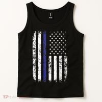 Thin Blue Line American Flag Police Officer Back Dad Gift Tank Top thumb 2