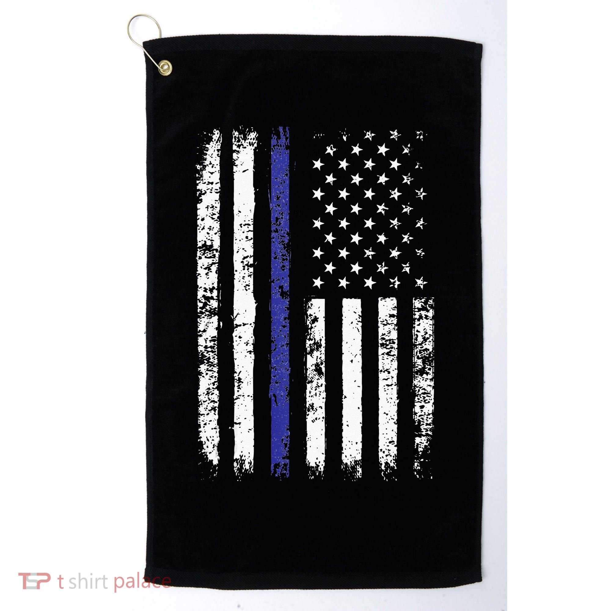 Thin Blue Line American Flag Police Officer Back Dad Gift Golf Towel
