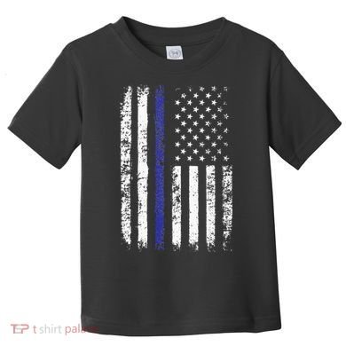 Thin Blue Line American Flag Police Officer Back Dad Gift Toddler T-Shirt