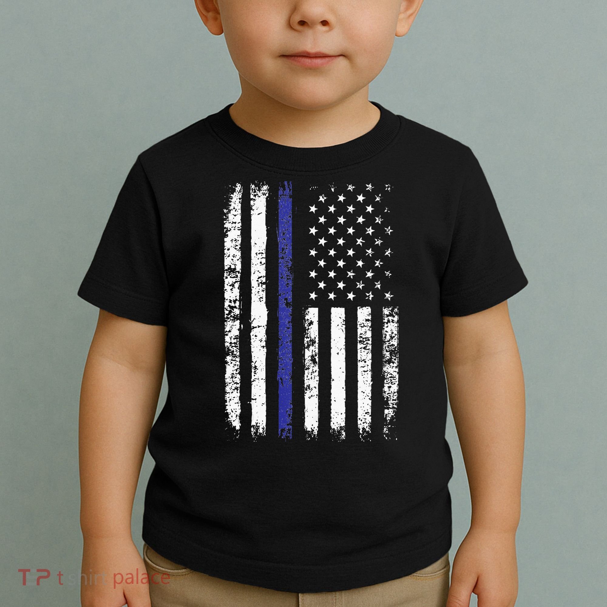 Thin Blue Line American Flag Police Officer Back Dad Gift Toddler T-Shirt