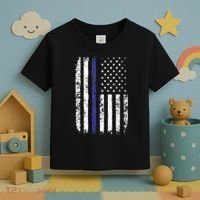 Thin Blue Line American Flag Police Officer Back Dad Gift Toddler T-Shirt thumb 3