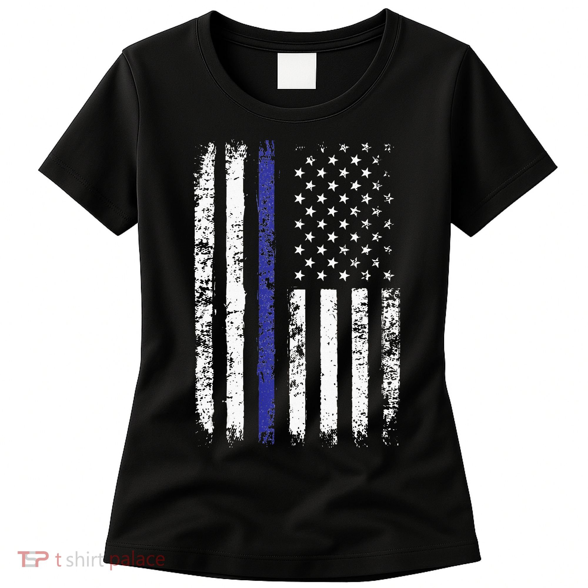 Thin Blue Line American Flag Police Officer Back Dad Gift Women's T-Shirt