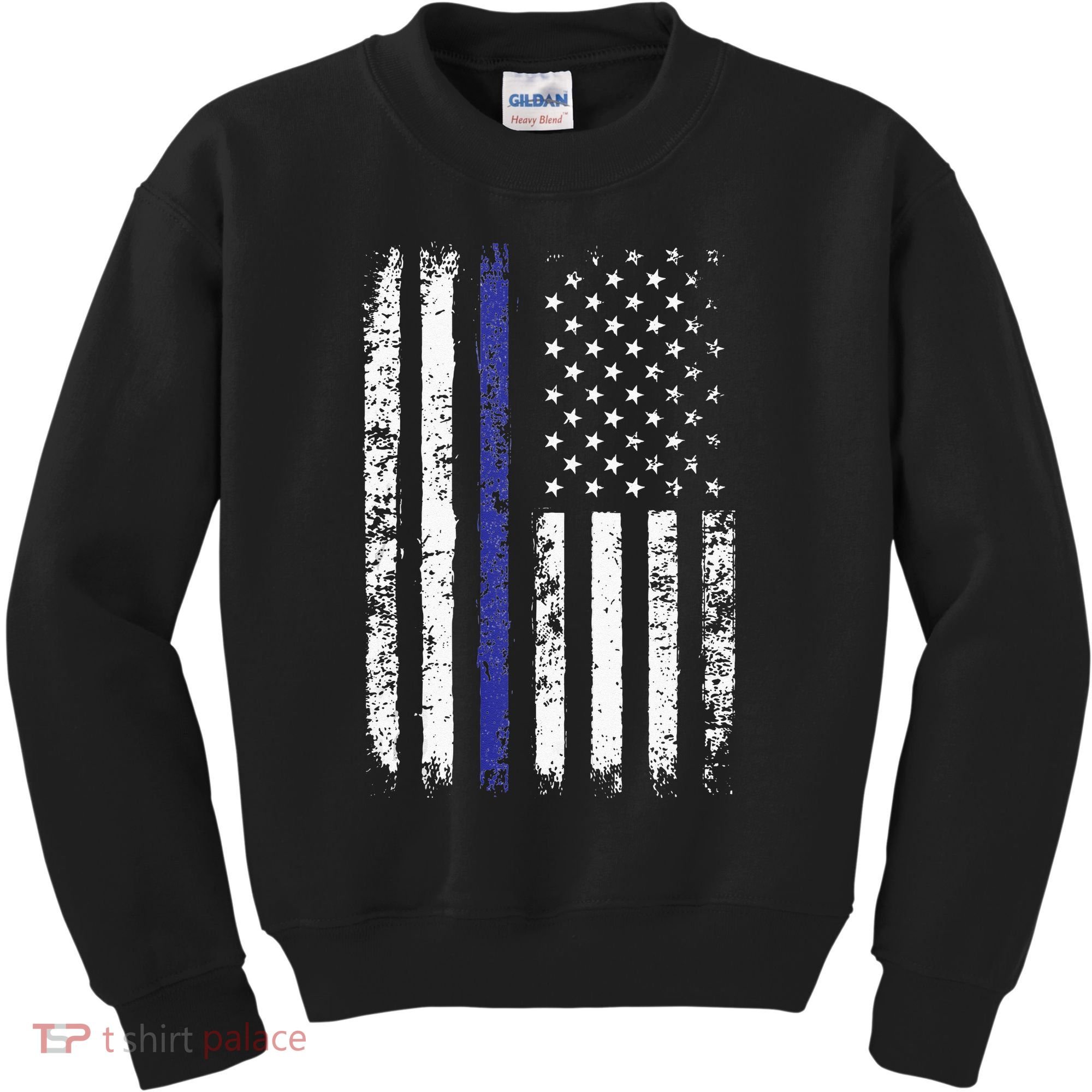 Thin Blue Line American Flag Police Officer Back Dad Gift Kids Sweatshirt