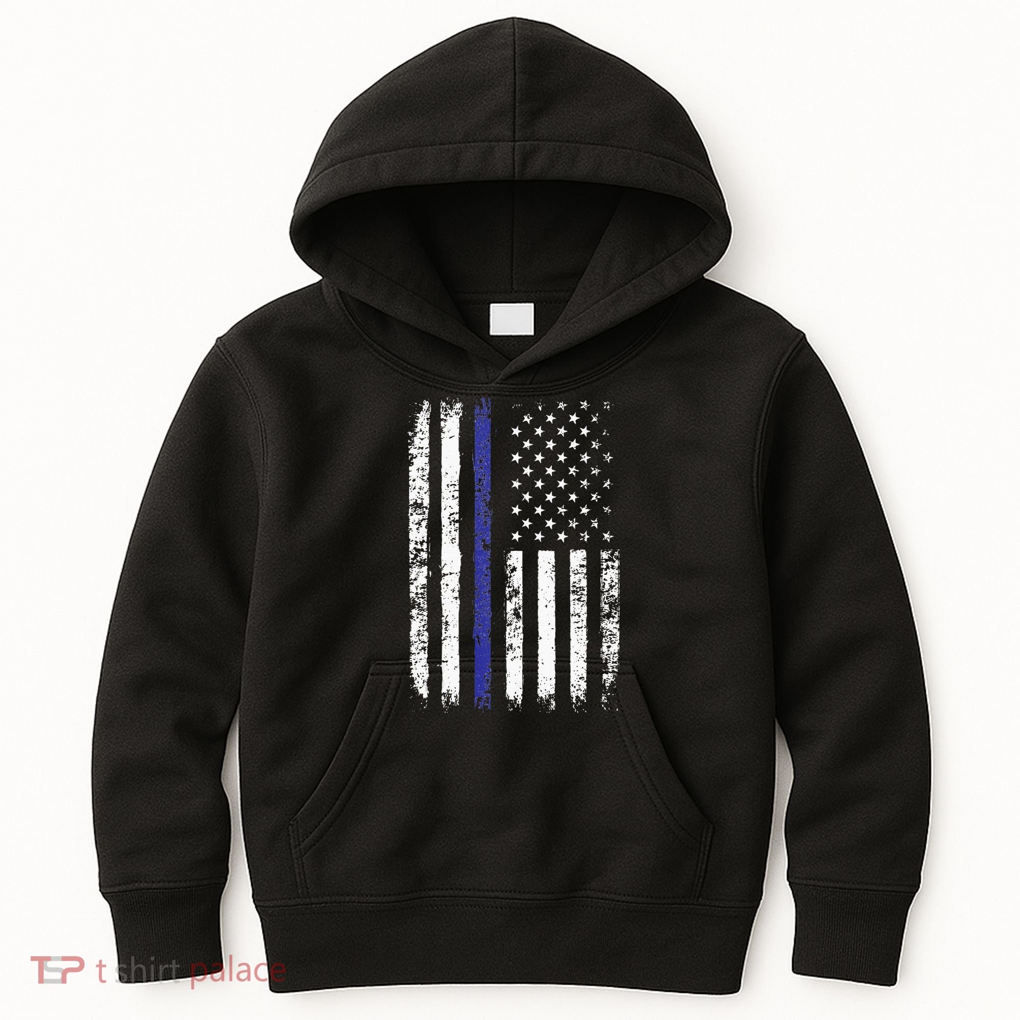 Thin Blue Line American Flag Police Officer Back Dad Gift Kids Hoodie