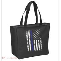 Thin Blue Line American Flag Police Officer Back Dad Gift Tote Bag thumb 2
