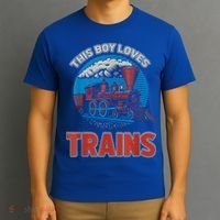 This Boy Loves Trains Locomotives And Wagon! Boys Train T-Shirt thumb 3