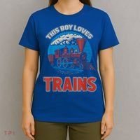 This Boy Loves Trains Locomotives And Wagon! Boys Train T-Shirt thumb 4