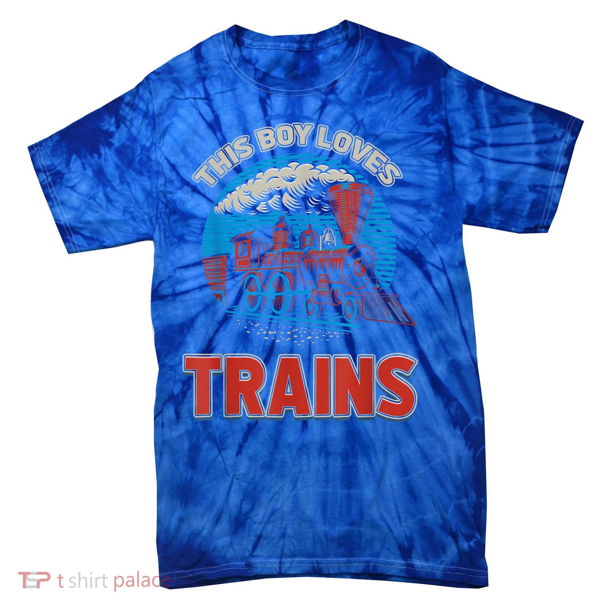 This Boy Loves Trains Locomotives And Wagon! Boys Train Tie-Dye T-Shirt
