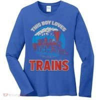 This Boy Loves Trains Locomotives And Wagon! Boys Train Women's Long Sleeve Shirt thumb 0