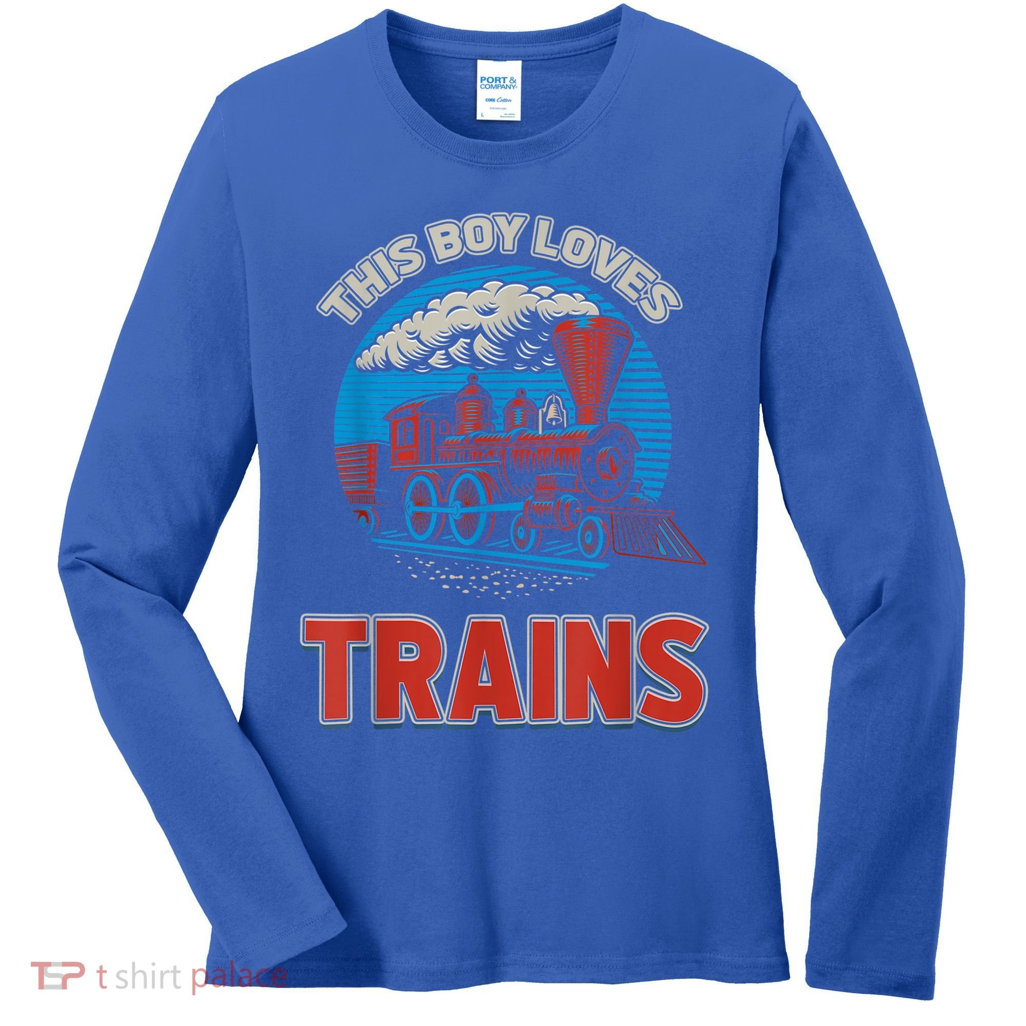 This Boy Loves Trains Locomotives And Wagon! Boys Train Women's Long Sleeve Shirt