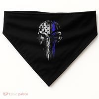 Thin Blue Line S Usa Flag Skull Police USA-Made Doggie Bandana thumb 0