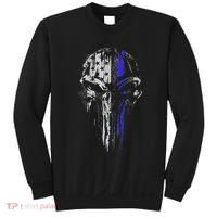Thin Blue Line S Usa Flag Skull Police Sweatshirt thumb 0