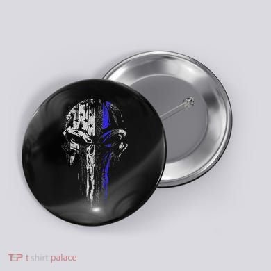 Thin Blue Line S Usa Flag Skull Police Button