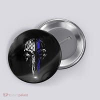 Thin Blue Line S Usa Flag Skull Police Button thumb 0