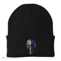 Thin Blue Line S Usa Flag Skull Police Beanie thumb 0
