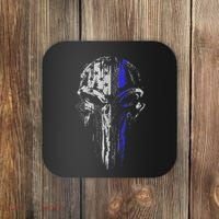 Thin Blue Line S Usa Flag Skull Police Coaster thumb 0