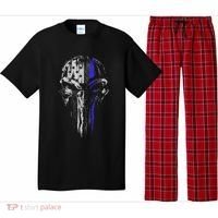 Thin Blue Line S Usa Flag Skull Police Pajama Set thumb 0