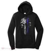 Thin Blue Line S Usa Flag Skull Police Women's Hoodie thumb 0