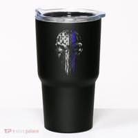 Thin Blue Line S Usa Flag Skull Police Tumbler thumb 0