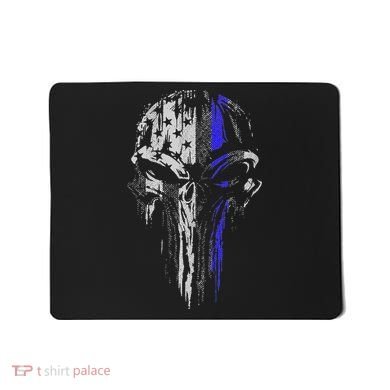 Thin Blue Line S Usa Flag Skull Police Mousepad
