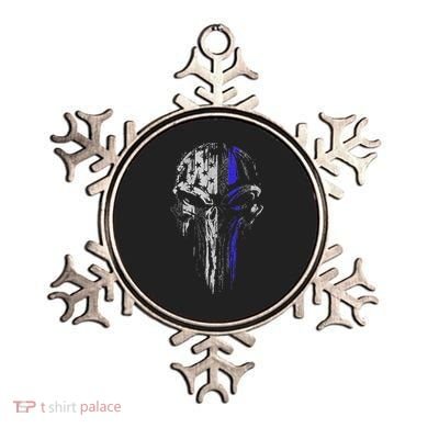 Thin Blue Line S Usa Flag Skull Police Ornament